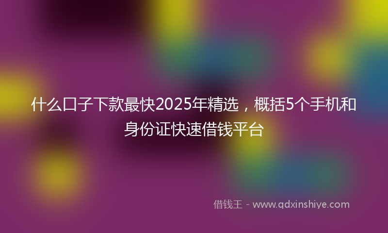 什么口子下款最快2025年精选，概括5个手机和身份证快速借钱平台