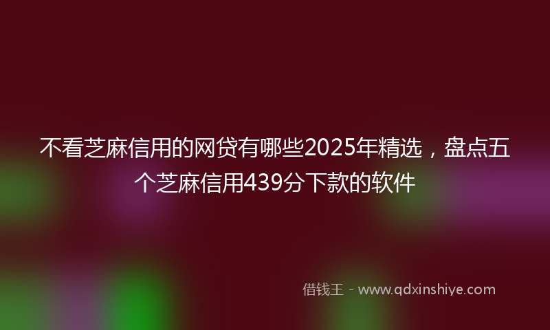 不看芝麻信用的网贷有哪些2025年精选，盘点五个芝麻信用439分下款的软件