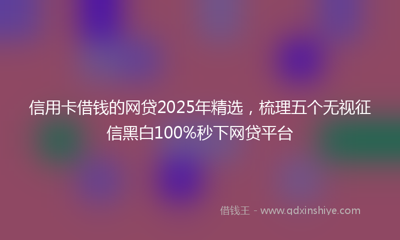 信用卡借钱的网贷2025年精选，梳理五个无视征信黑白100%秒下网贷平台