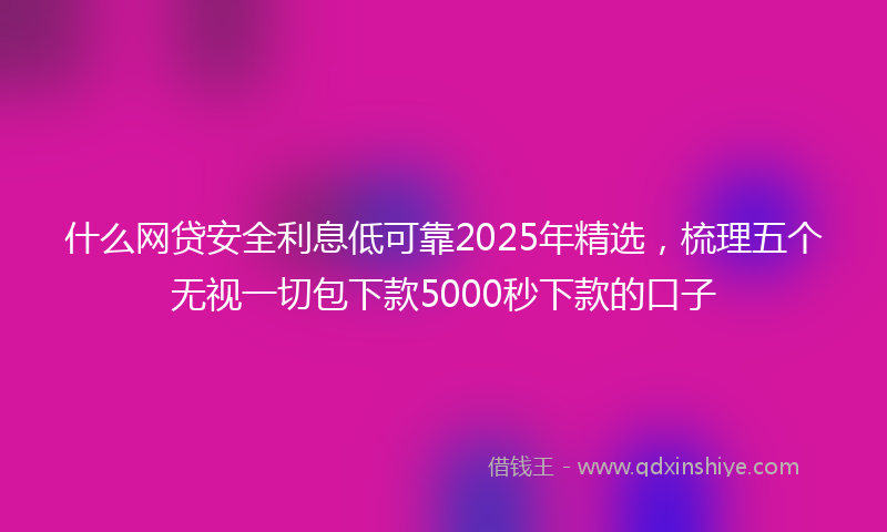 什么网贷安全利息低可靠2025年精选，梳理五个无视一切包下款5000秒下款的口子