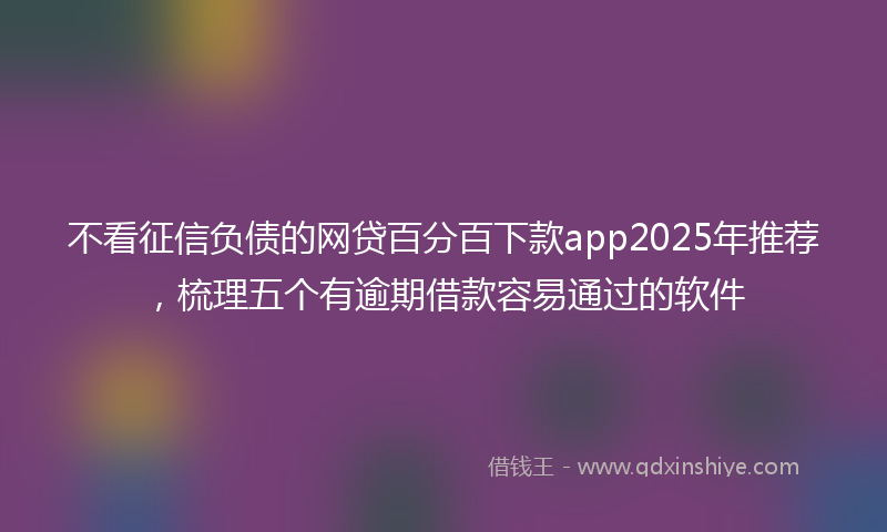 不看征信负债的网贷百分百下款app2025年推荐，梳理五个有逾期借款容易通过的软件