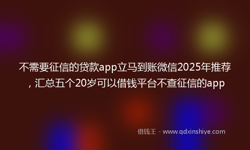 不需要征信的贷款app立马到账微信2025年推荐，汇总五个20岁可以借钱平台不查征信的app