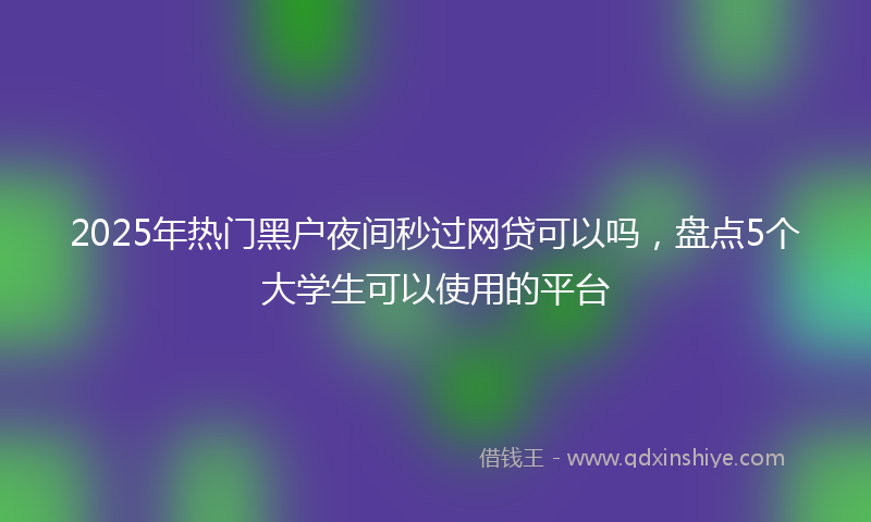 2025年热门黑户夜间秒过网贷可以吗，盘点5个大学生可以使用的平台