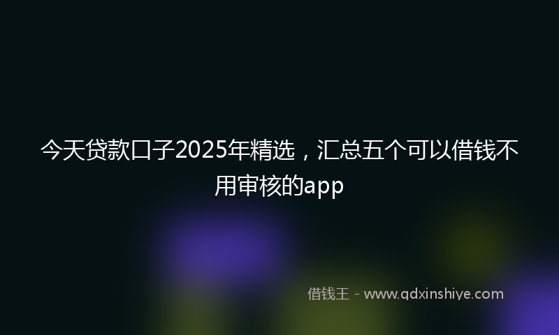 今天贷款口子2025年精选，汇总五个可以借钱不用审核的app