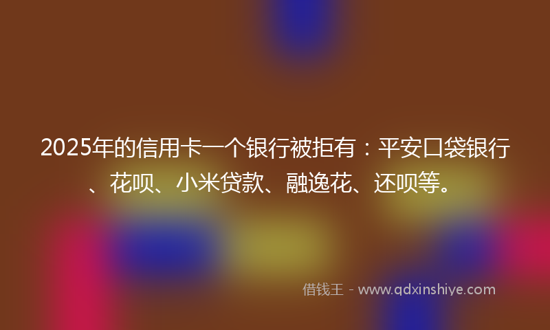 2025年的信用卡一个银行被拒有：平安口袋银行、花呗、小米贷款、融逸花、还呗等。