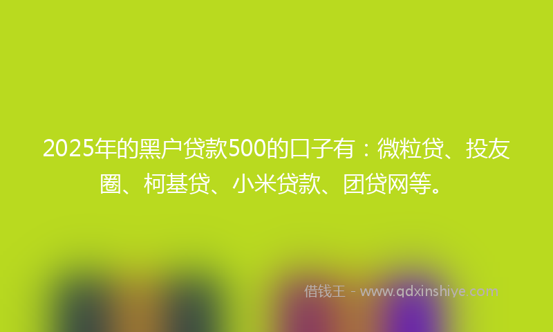 2025年的黑户贷款500的口子有：微粒贷、投友圈、柯基贷、小米贷款、团贷网等。