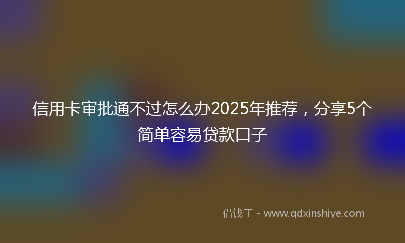 信用卡审批通不过怎么办2025年推荐，分享5个简单容易贷款口子
