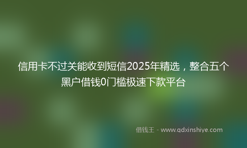 信用卡不过关能收到短信2025年精选，整合五个黑户借钱0门槛极速下款平台
