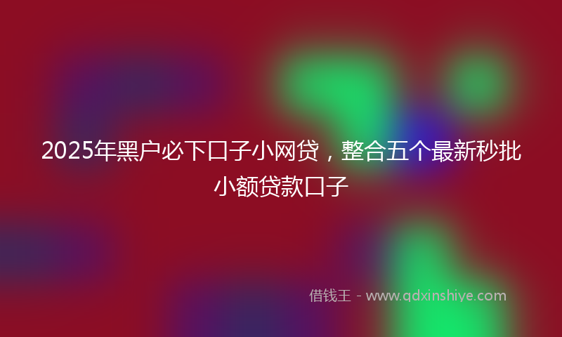 2025年黑户必下口子小网贷，整合五个最新秒批小额贷款口子