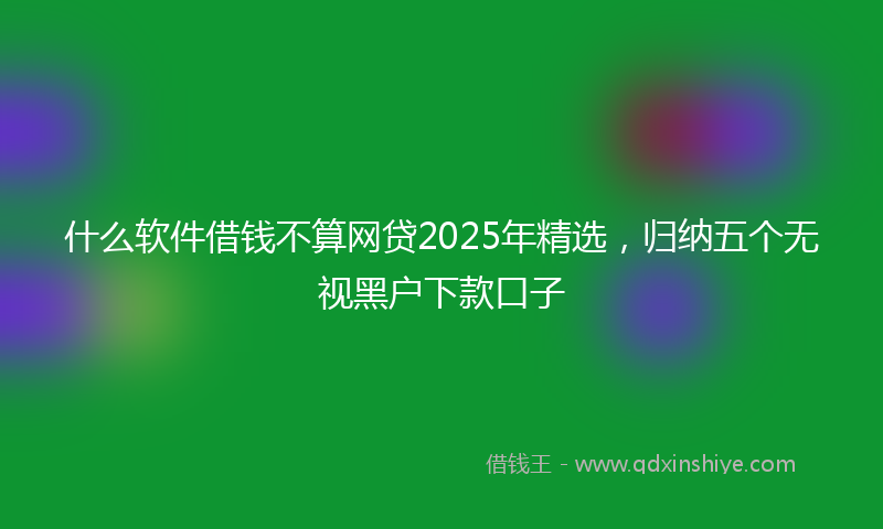 什么软件借钱不算网贷2025年精选，归纳五个无视黑户下款口子