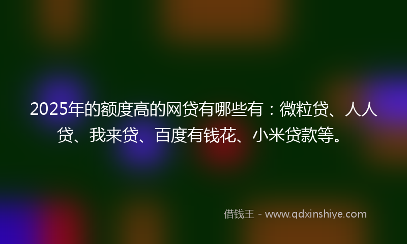 2025年的额度高的网贷有哪些有：微粒贷、人人贷、我来贷、百度有钱花、小米贷款等。
