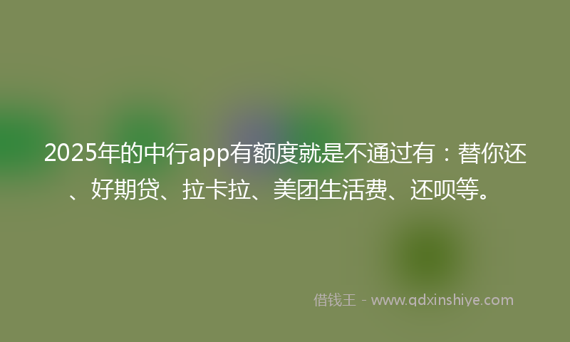 2025年的中行app有额度就是不通过有：替你还、好期贷、拉卡拉、美团生活费、还呗等。