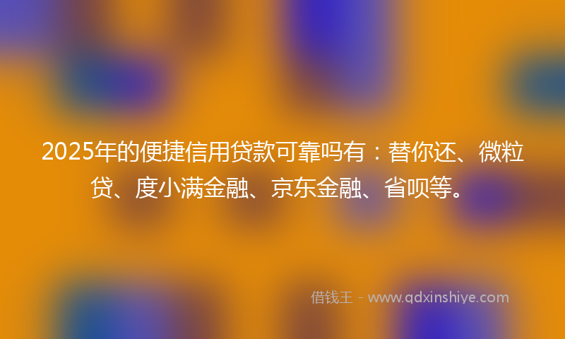 2025年的便捷信用贷款可靠吗有：替你还、微粒贷、度小满金融、京东金融、省呗等。