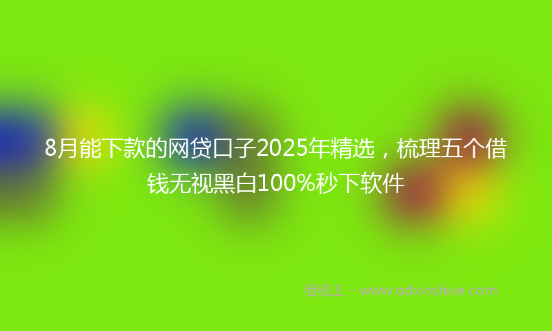 8月能下款的网贷口子2025年精选，梳理五个借钱无视黑白100%秒下软件