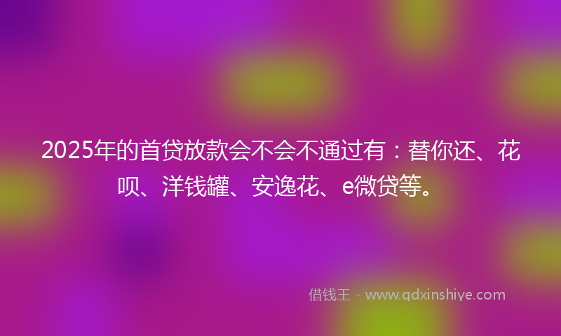 2025年的首贷放款会不会不通过有：替你还、花呗、洋钱罐、安逸花、e微贷等。