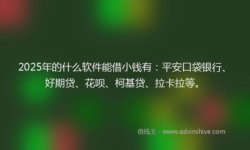 2025年的什么软件能借小钱有：平安口袋银行、好期贷、花呗、柯基贷、拉卡拉等。