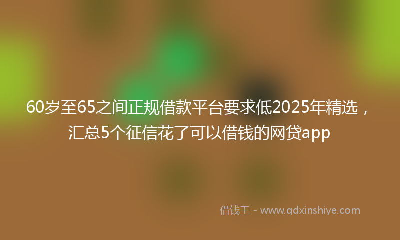 60岁至65之间正规借款平台要求低2025年精选，汇总5个征信花了可以借钱的网贷app
