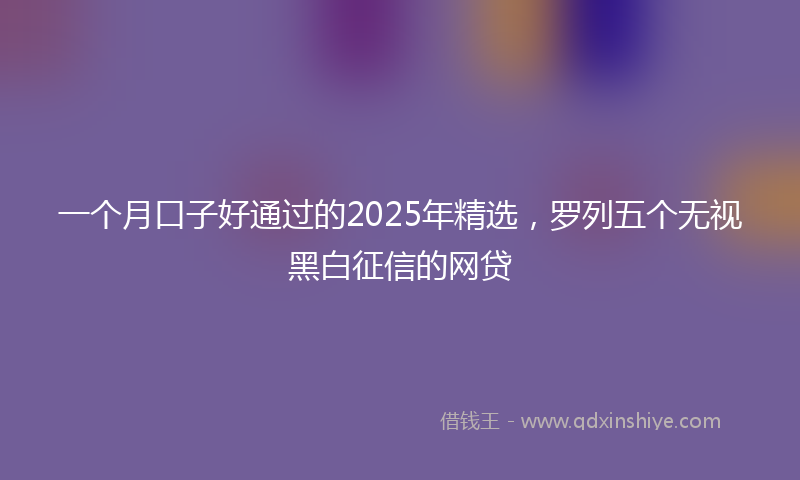 一个月口子好通过的2025年精选，罗列五个无视黑白征信的网贷