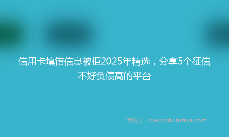 信用卡填错信息被拒2025年精选，分享5个征信不好负债高的平台