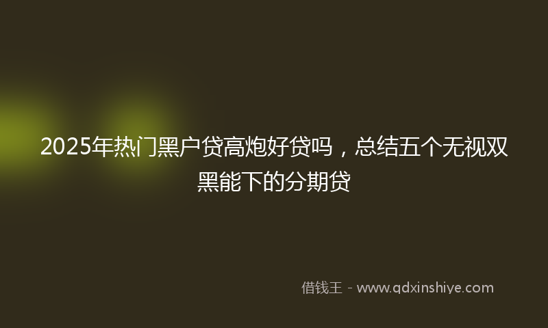 2025年热门黑户贷高炮好贷吗，总结五个无视双黑能下的分期贷