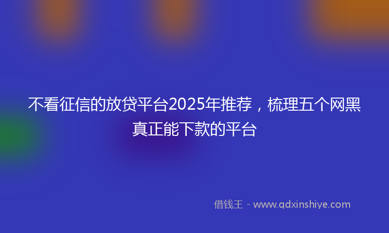 不看征信的放贷平台2025年推荐，梳理五个网黑真正能下款的平台