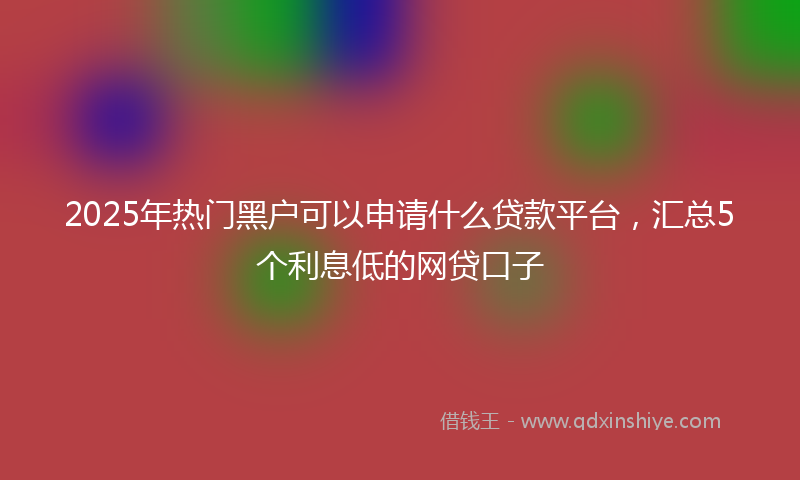 2025年热门黑户可以申请什么贷款平台，汇总5个利息低的网贷口子