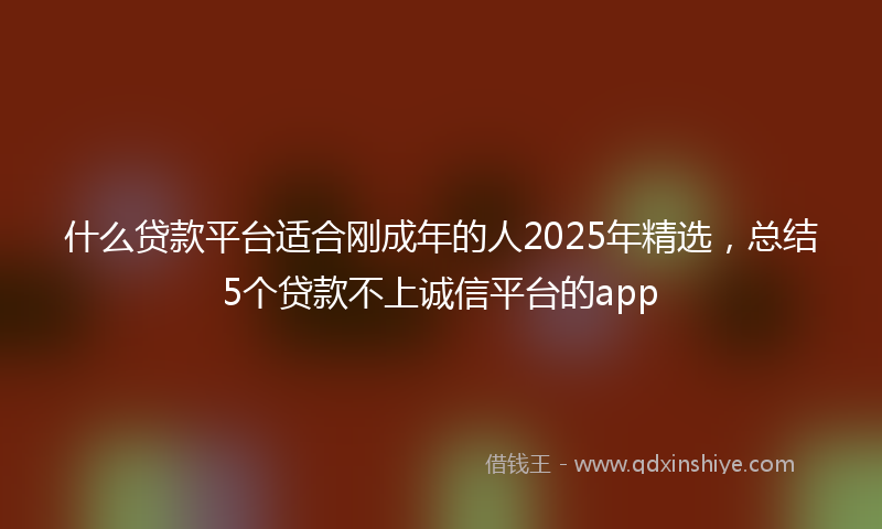 什么贷款平台适合刚成年的人2025年精选，总结5个贷款不上诚信平台的app