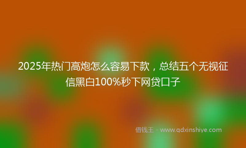 2025年热门高炮怎么容易下款，总结五个无视征信黑白100%秒下网贷口子