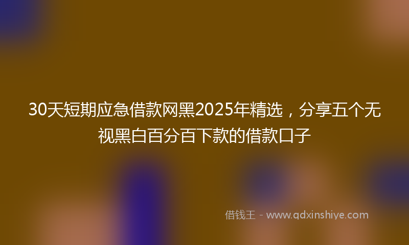 30天短期应急借款网黑2025年精选，分享五个无视黑白百分百下款的借款口子