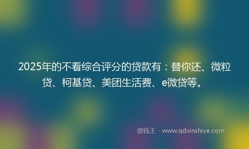 2025年的不看综合评分的贷款有：替你还、微粒贷、柯基贷、美团生活费、e微贷等。