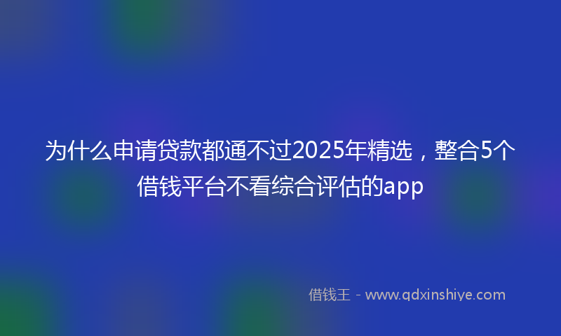 为什么申请贷款都通不过2025年精选，整合5个借钱平台不看综合评估的app