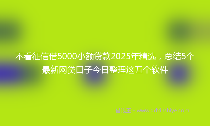 不看征信借5000小额贷款2025年精选，总结5个最新网贷口子今日整理这五个软件