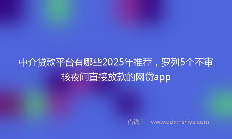 中介贷款平台有哪些2025年推荐，罗列5个不审核夜间直接放款的网贷app