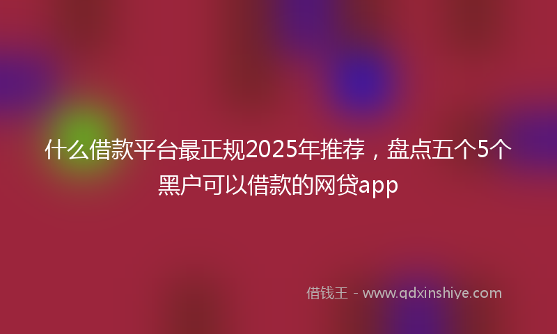 什么借款平台最正规2025年推荐，盘点五个5个黑户可以借款的网贷app
