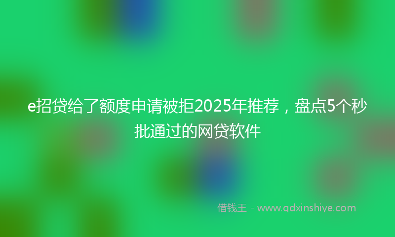 e招贷给了额度申请被拒2025年推荐，盘点5个秒批通过的网贷软件