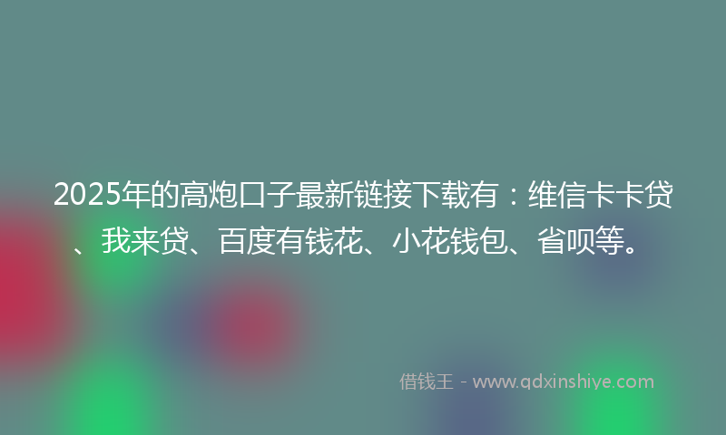 2025年的高炮口子最新链接下载有：维信卡卡贷、我来贷、百度有钱花、小花钱包、省呗等。