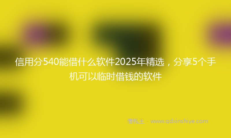 信用分540能借什么软件2025年精选，分享5个手机可以临时借钱的软件