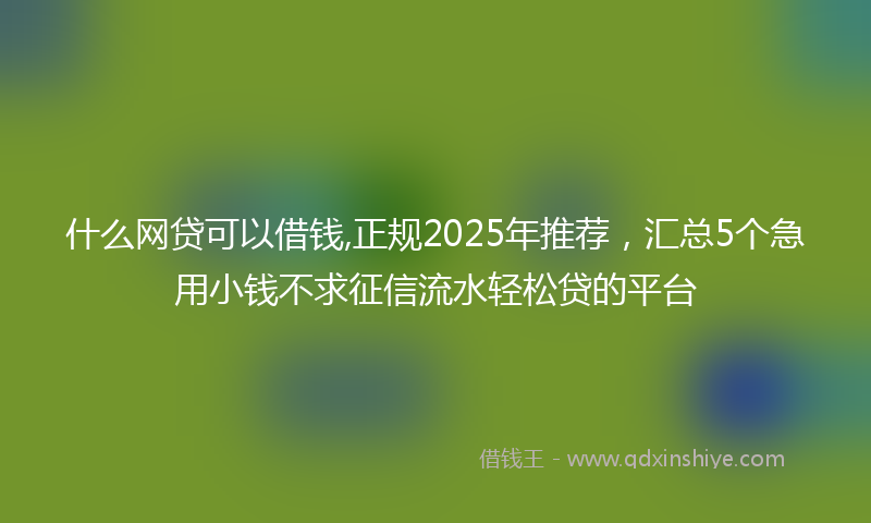 什么网贷可以借钱,正规2025年推荐，汇总5个急用小钱不求征信流水轻松贷的平台