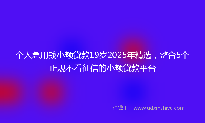 个人急用钱小额贷款19岁2025年精选，整合5个正规不看征信的小额贷款平台