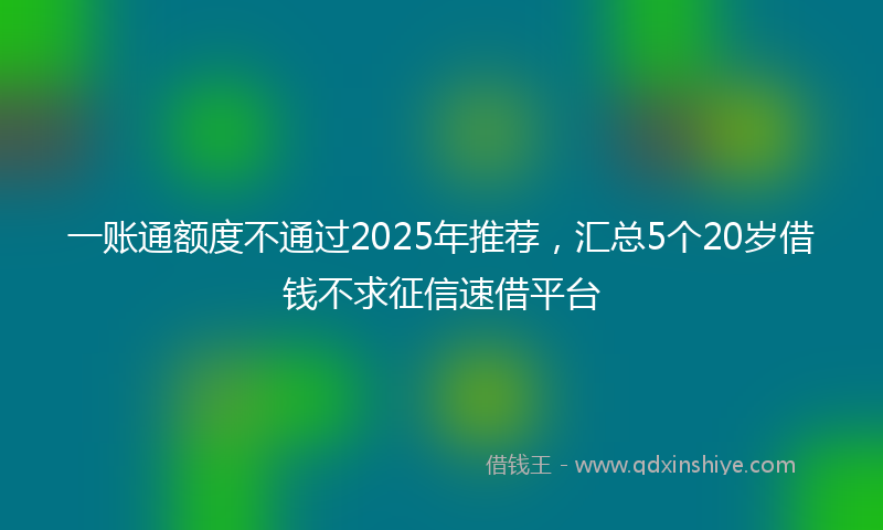 一账通额度不通过2025年推荐，汇总5个20岁借钱不求征信速借平台