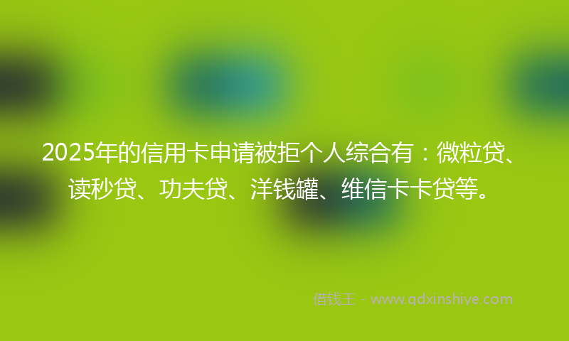 2025年的信用卡申请被拒个人综合有：微粒贷、读秒贷、功夫贷、洋钱罐、维信卡卡贷等。