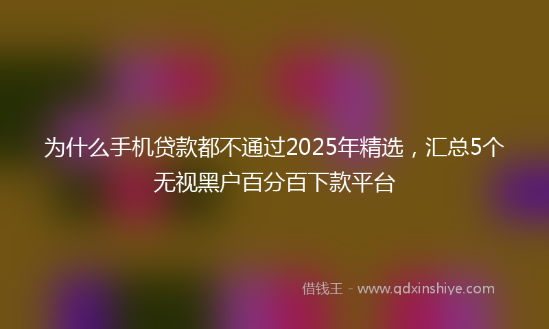 为什么手机贷款都不通过2025年精选，汇总5个无视黑户百分百下款平台