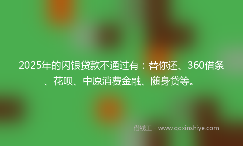2025年的闪银贷款不通过有：替你还、360借条、花呗、中原消费金融、随身贷等。