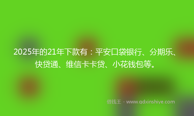 2025年的21年下款有：平安口袋银行、分期乐、快贷通、维信卡卡贷、小花钱包等。