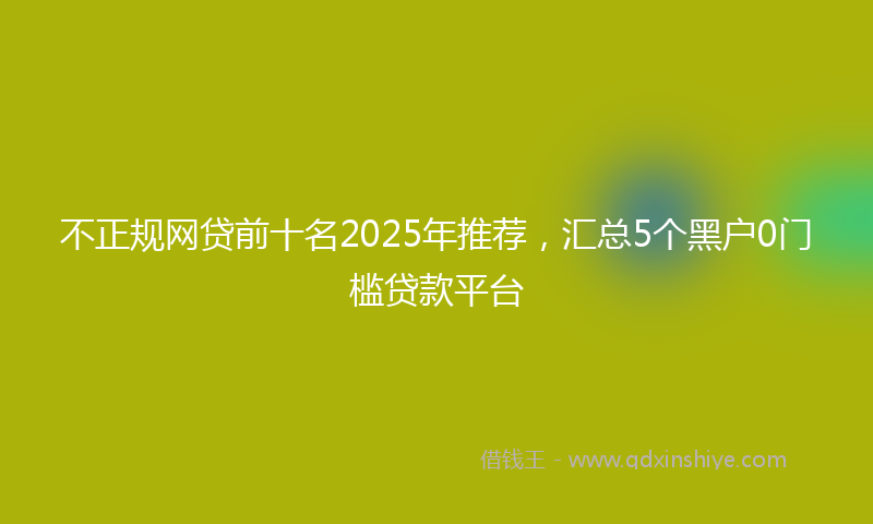不正规网贷前十名2025年推荐，汇总5个黑户0门槛贷款平台