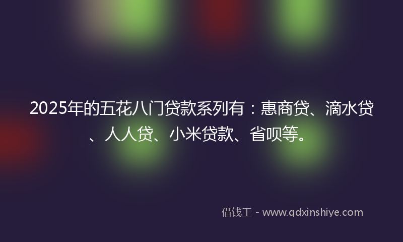 2025年的五花八门贷款系列有：惠商贷、滴水贷、人人贷、小米贷款、省呗等。