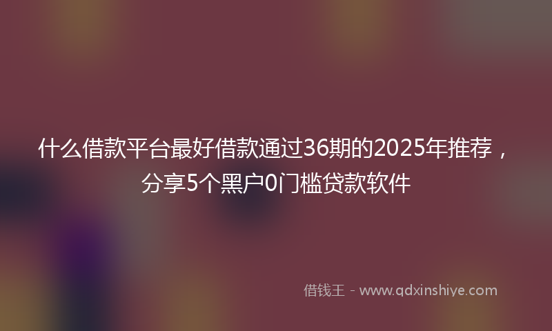 什么借款平台最好借款通过36期的2025年推荐，分享5个黑户0门槛贷款软件