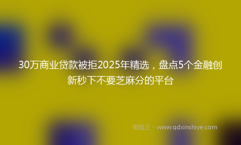 30万商业贷款被拒2025年精选，盘点5个金融创新秒下不要芝麻分的平台