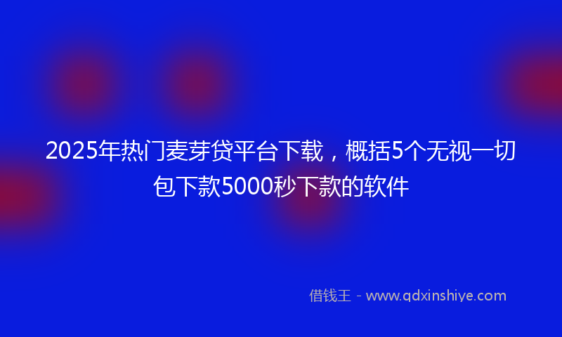 2025年热门麦芽贷平台下载，概括5个无视一切包下款5000秒下款的软件