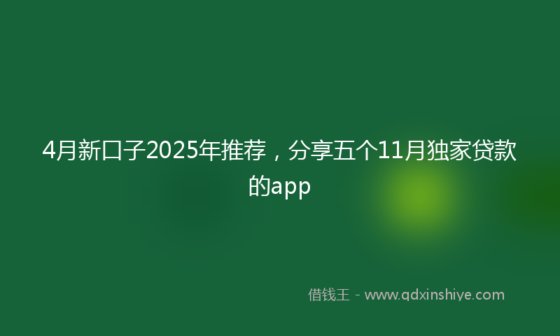 4月新口子2025年推荐，分享五个11月独家贷款的app